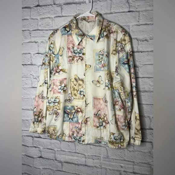 Alfred Dunner vintage women’s floral/butterflies zip up jacket size 16W. - Picture 2 of 8